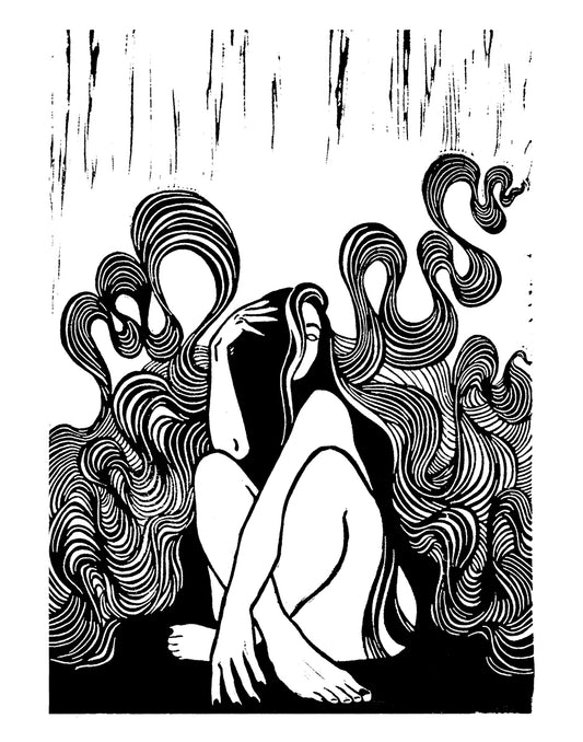 Linocut Print - Anticipation