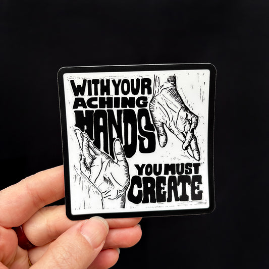 Aching Hands Sticker